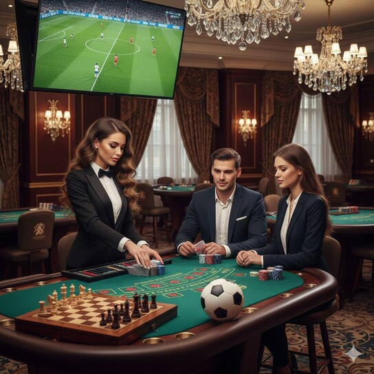 Futuristic crypto casino backdrop with shining coins and game elements